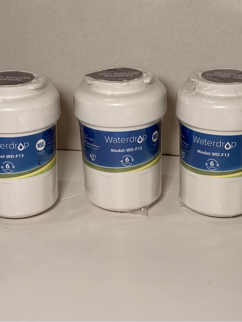 3 PACK Waterdrop WD-F13 Refrigerator Water Filter Replacements For GE@ Sealed